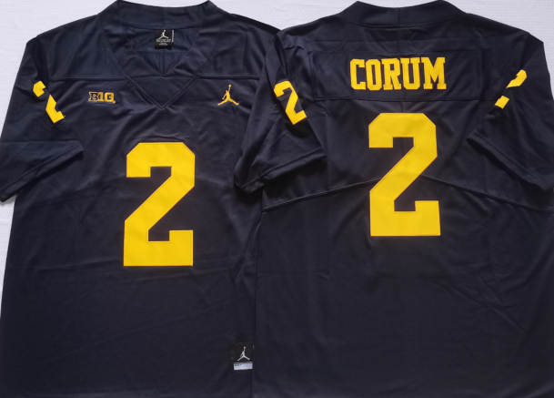 Men's Michigan Wolverines Blake Corum #2 Navy Alumni Player Game Jersey