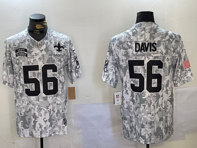 Men's New Orleans Saints Demario Davis #56 Arctic Camo 2024 Salute to Service Limited Jersey1