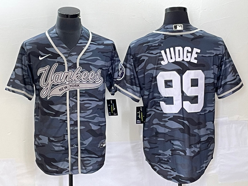 Men's New York Yankees Aaron Judge #99 Grey Camouflage Player Jersey1 Joint Edition