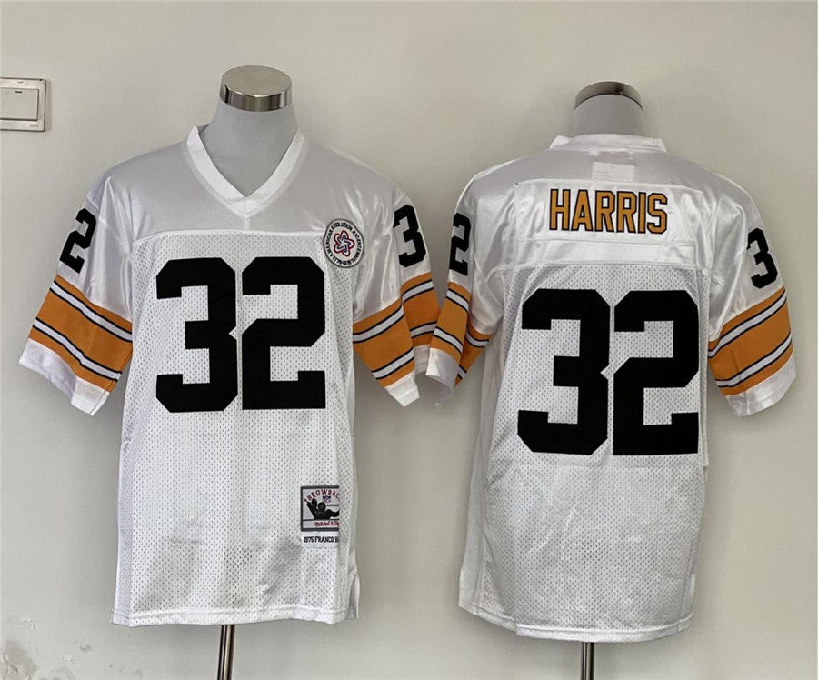Men's Pittsburgh Steelers Franco Harris White Legacy Replica Jersey1