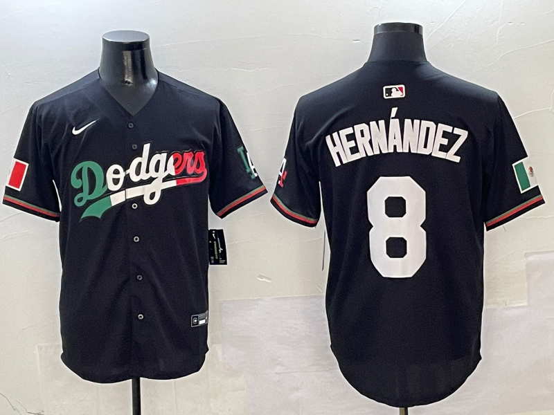 Men's Los Angeles Dodgers Enrique Hernandez #8 Black Player Game Jersey1
