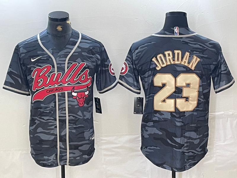 Men's Chicago Bulls Michael Jordan #23 Gray Camouflage Game Jersey