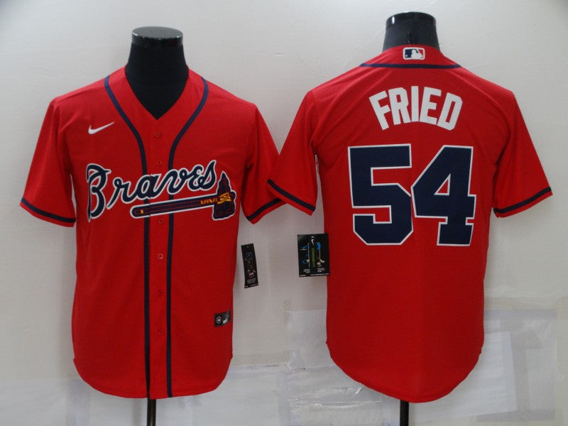 Men's Atlanta Braves Max Fried #54 Red Replica Player Jersey1