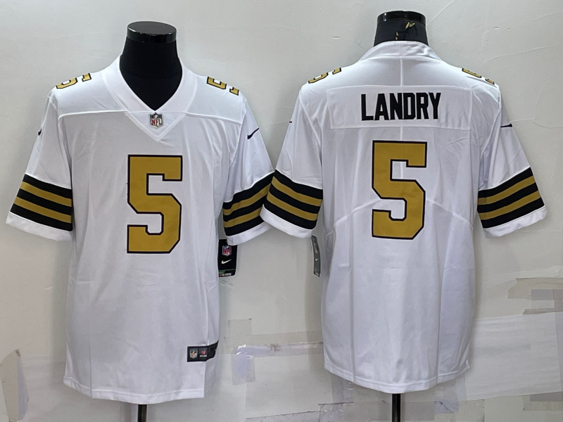 Men's New Orleans Saints Jarvis Landry #5 White Player Game Jersey1