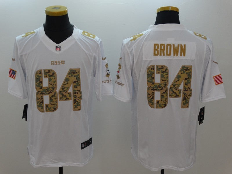 Men's Pittsburgh Steelers Antonio Brown #84 White Player Game Jersey1