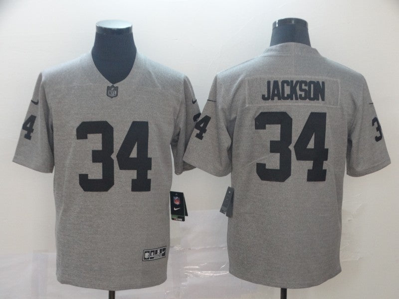 Men's Las Vegas Raiders Bo Jackson #34 Gray Game Player Jersey1