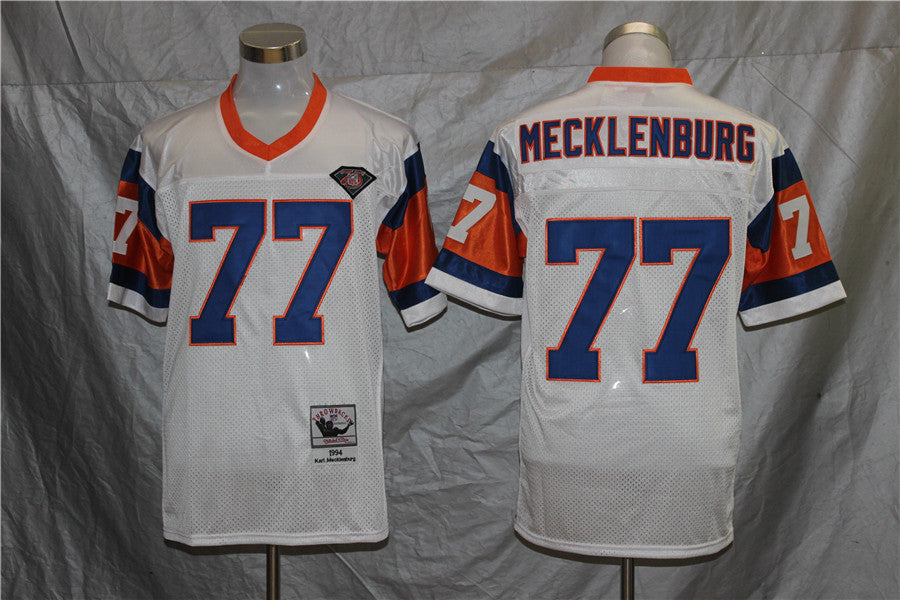 Men's Denver Broncos Karl Mecklenburg White Legacy Replica Jersey1
