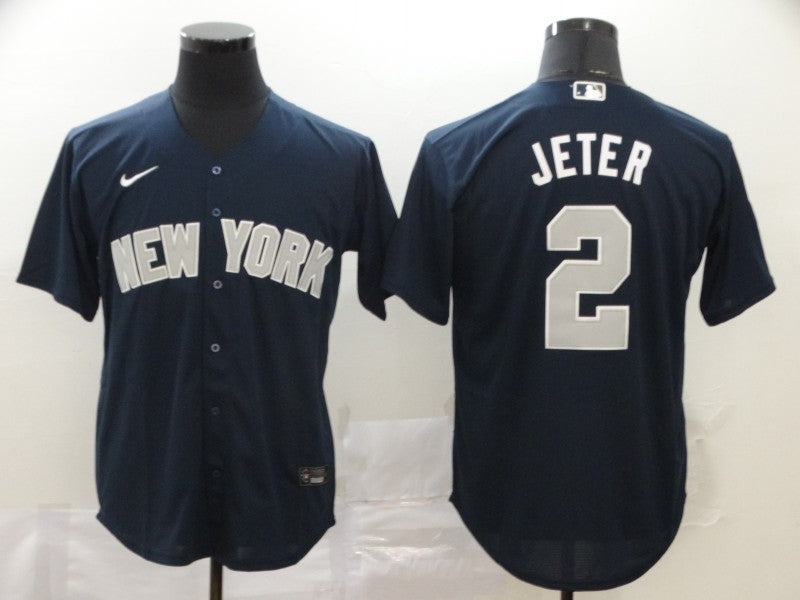 Men's New York Yankees Derek Jeter #2 Navy Replica Player Jersey1