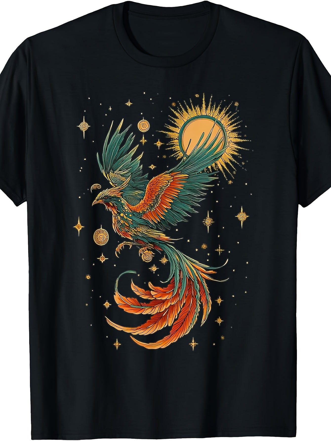 Vintage Celestial Aesthetic Mystical Phoenix Bird Moon Phase T-Shirt