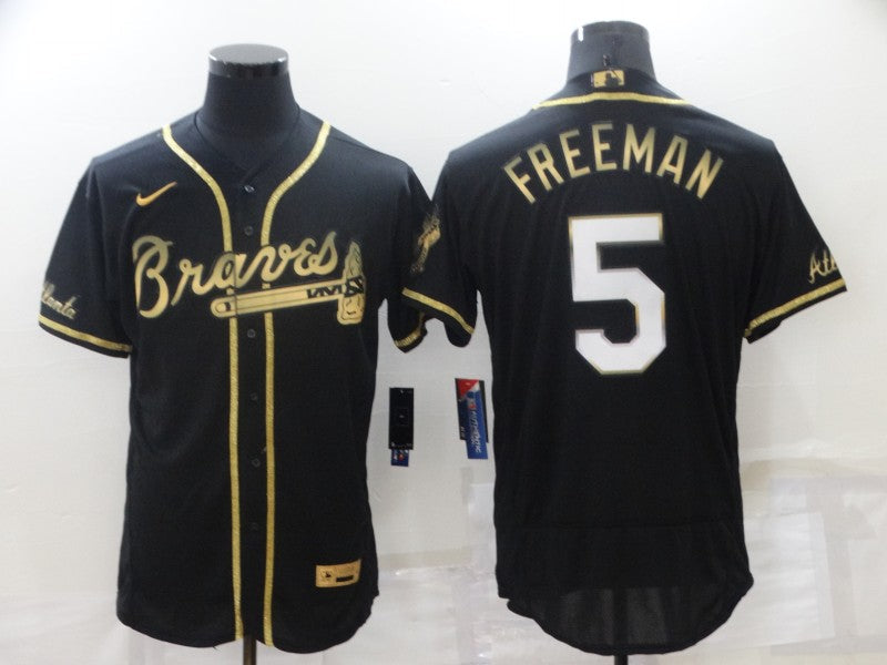Men's Atlanta Braves Freedie Freeman #5 Black Replica Jersey1