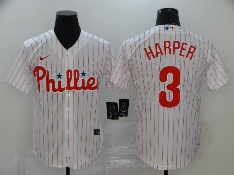 Men's Philadelphia Phillies #3 Bryce Harper Pinstripe Jersey1