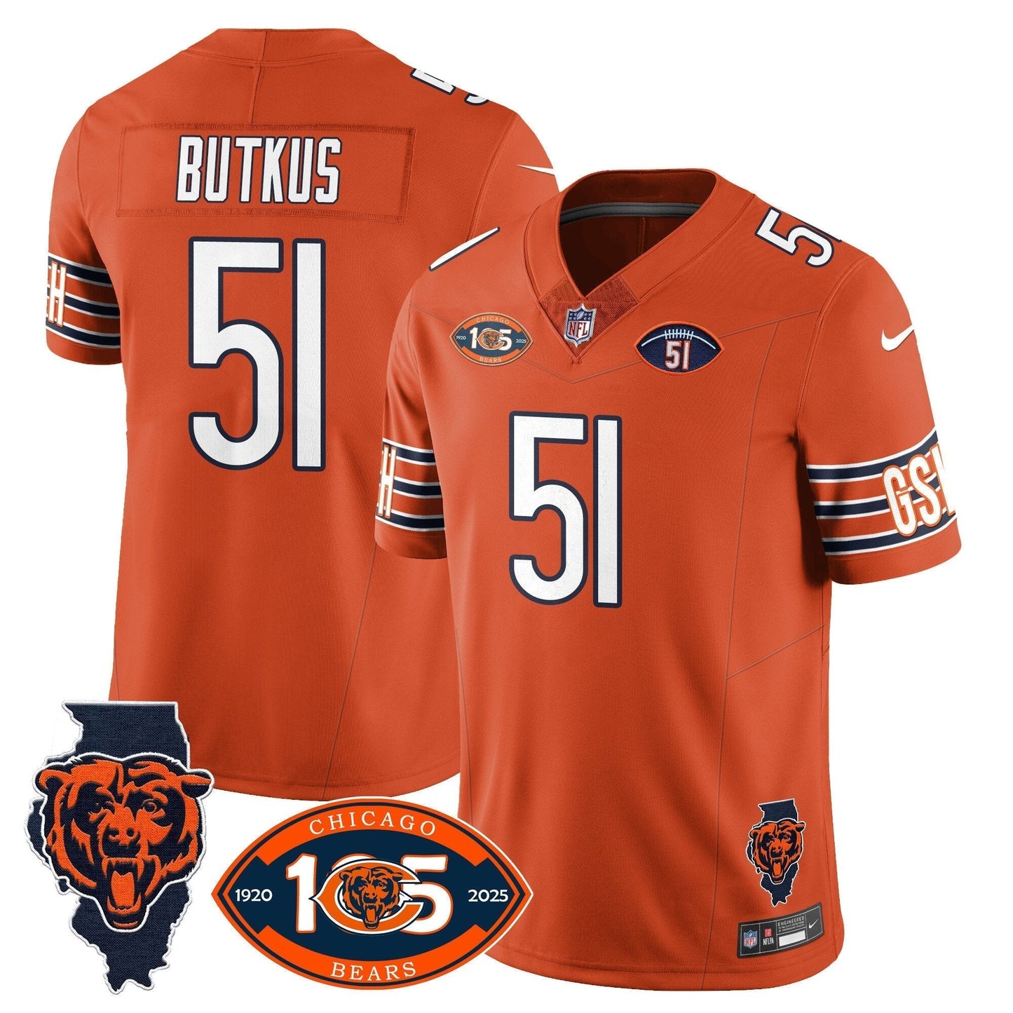Mens Chicago Bears 1920-2025 The Chicago Bears Vapor Limited Jersey All Stitched