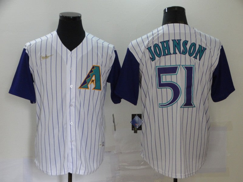 Men's Arizona Diamondbacks Randy Johnson #51 White Replica Baseball Jersey1