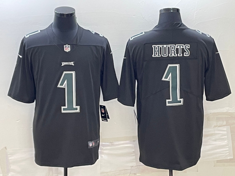 Men's Philadelphia Eagles Jalen Hurts #1 Black Player Jersey1