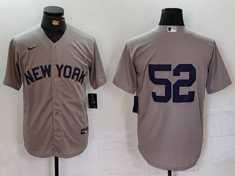 Men's New York Yankees CC Sabathia #52 Gray Replica Player Jersey1