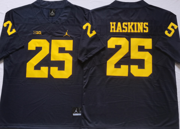 Men's Michigan Wolverines Hassan Haskins #25 Navy Alumni Player Game Jersey