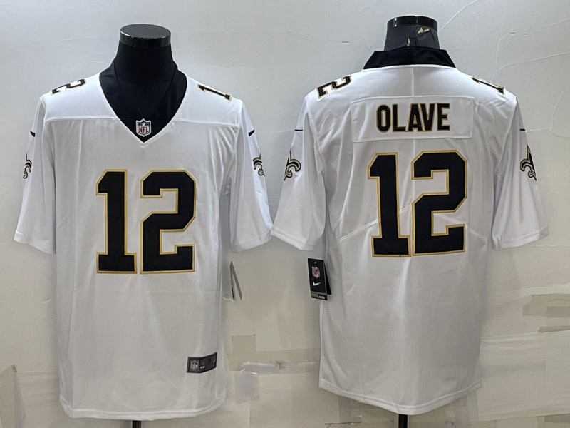 Men's New Orleans Saints Chris Olave #12 White Game Jersey1