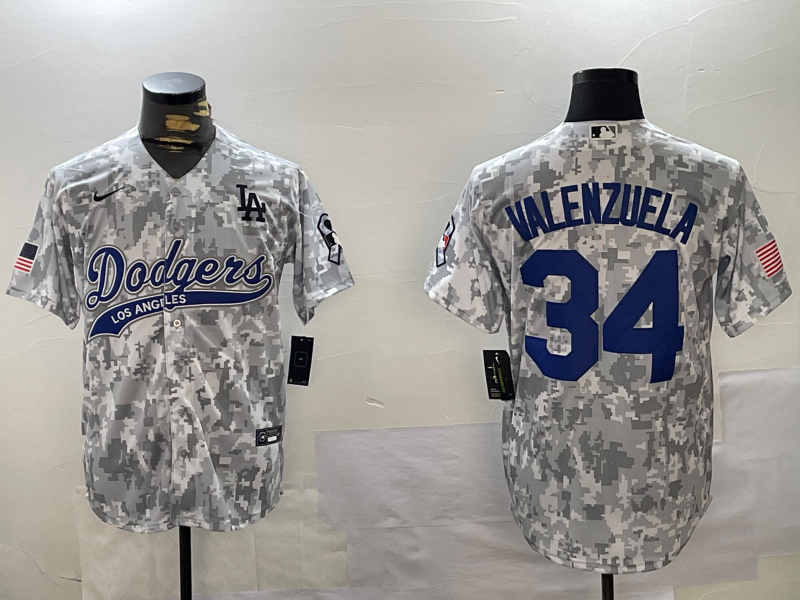 Men's Los Angeles Dodgers Fernando Valenzuela #34 Arctic Camo 2024 Salute to Service Limited Jersey1