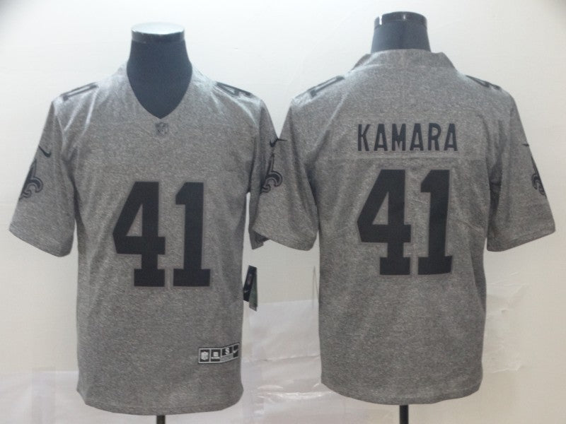 Men's New Orleans Saints Alvin Kamara #41 Gray Alternate Game Jersey1