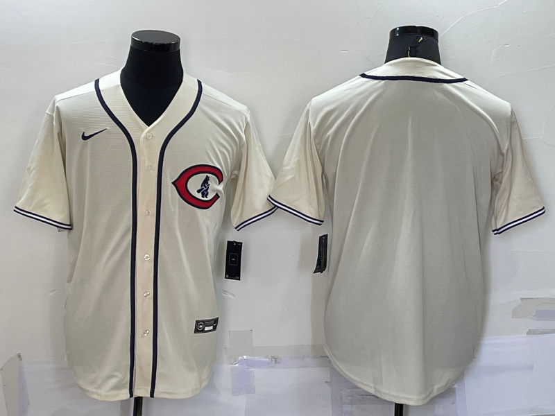 Men's Chicago Cubs Beige Blank Replica Jersey1