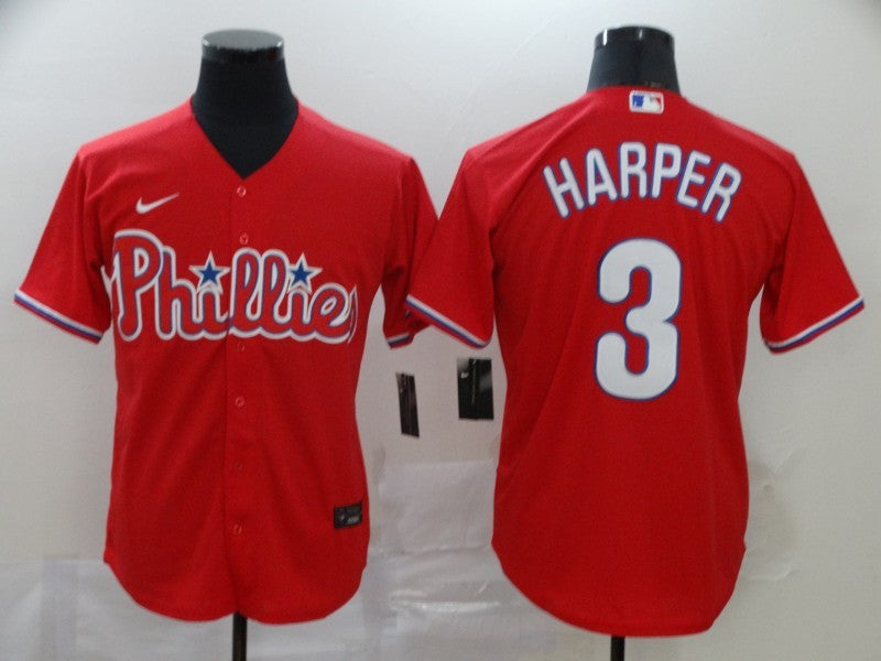 Men's Philadelphia Phillies #3 Bryce Harper Red Jersey1