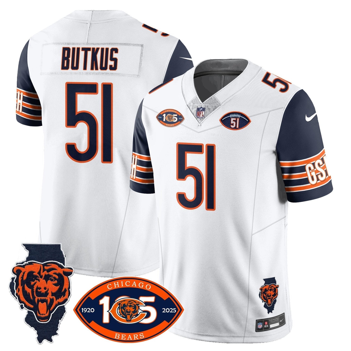 Mens Chicago Bears 1920-2025 The Chicago Bears Vapor Limited Jersey All Stitched