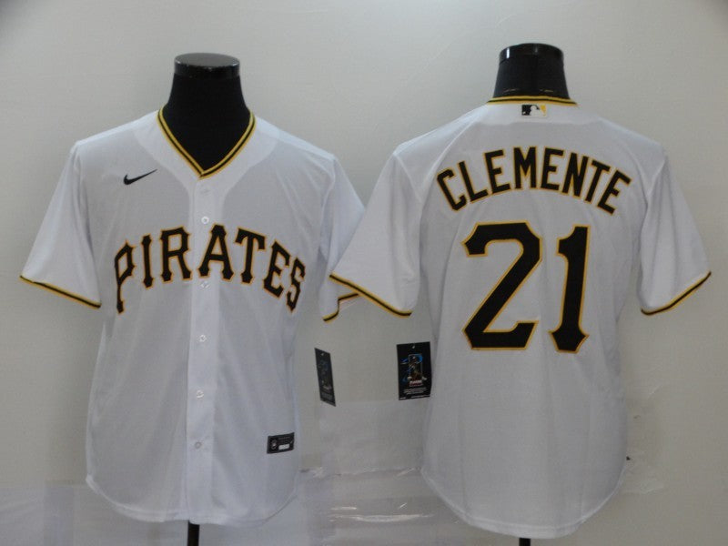 Men's Pittsburgh Pirates Roberto Clemente #21 White Replica Baseball Jersey1