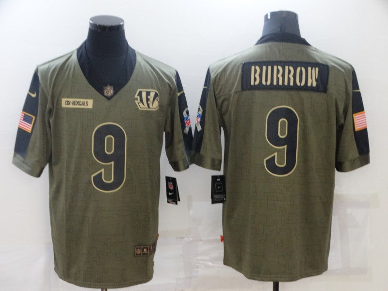 Men's Cincinnati Bengals Joe Burrow #9 Brown Game Player Jersey1