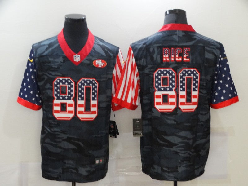 Men's San Francisco 49ers Jerry Rice #80 Gray Camouflage Game Player Jersey1