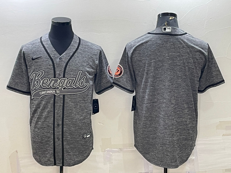 Men's Cincinnati Bengals Grey Blank Jersey1