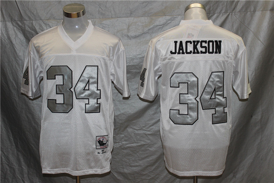 Men's Oakland Raiders Bo Jackson White Legacy Replica Player Jersey1