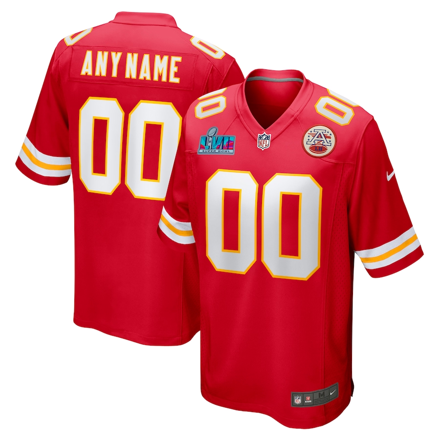 Custom Kansas City Chiefs Red Super Bowl LVII Game Jersey1