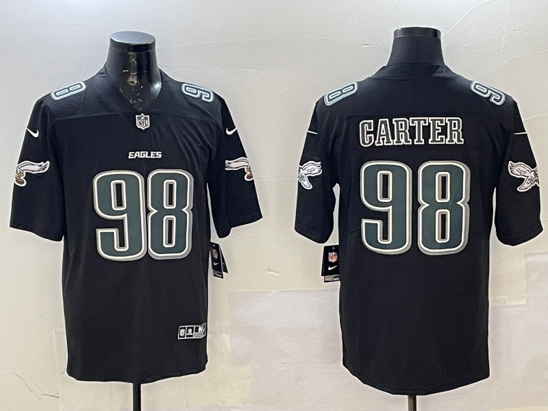 Men's Philadelphia Eagles Jalen Carter #98 Black Fashion Game Jersey2
