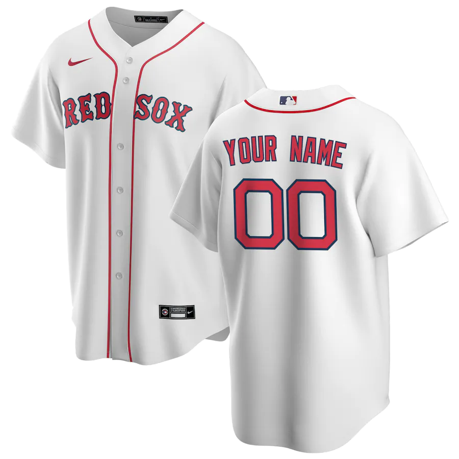 Men's Boston Red Sox White Home Replica Custom Jersey1