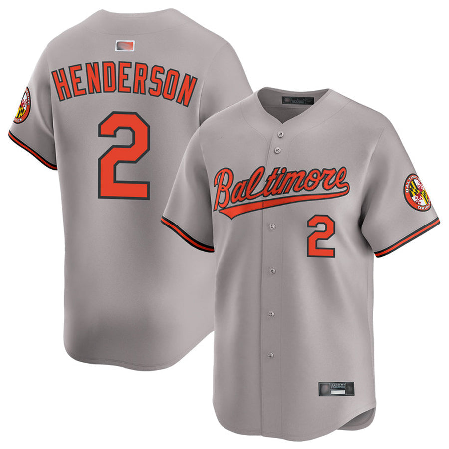 B.Orioles #2 Gunnar Henderson Player Gray Limited Home Game Baseball Jerseys
