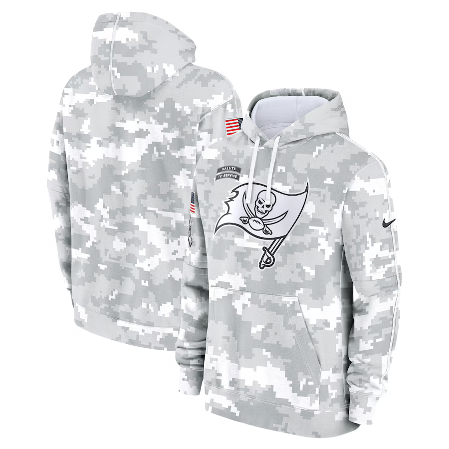 Men's Tampa Bay Buccaneers Arctic Camo 2024 Salute to Service Club Fleece Pullover Hoodie1