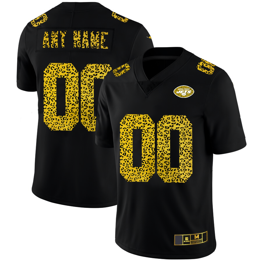 Custom1 New York Jets Leopard Print Fashion Vapor Limited Jersey1 Black American Stitched Jersey1 Football Jerseys