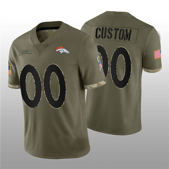 Custom1 Denver Broncos ACTIVE PLAYER 2022 Olive Salute To Service Limited Stitched Jersey1 American Football Jerseys