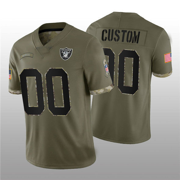 Custom1 Las Vegas Raiders ACTIVE PLAYER 2022 Olive Salute To Service Limited Stitched Jersey1 American Football Jerseys