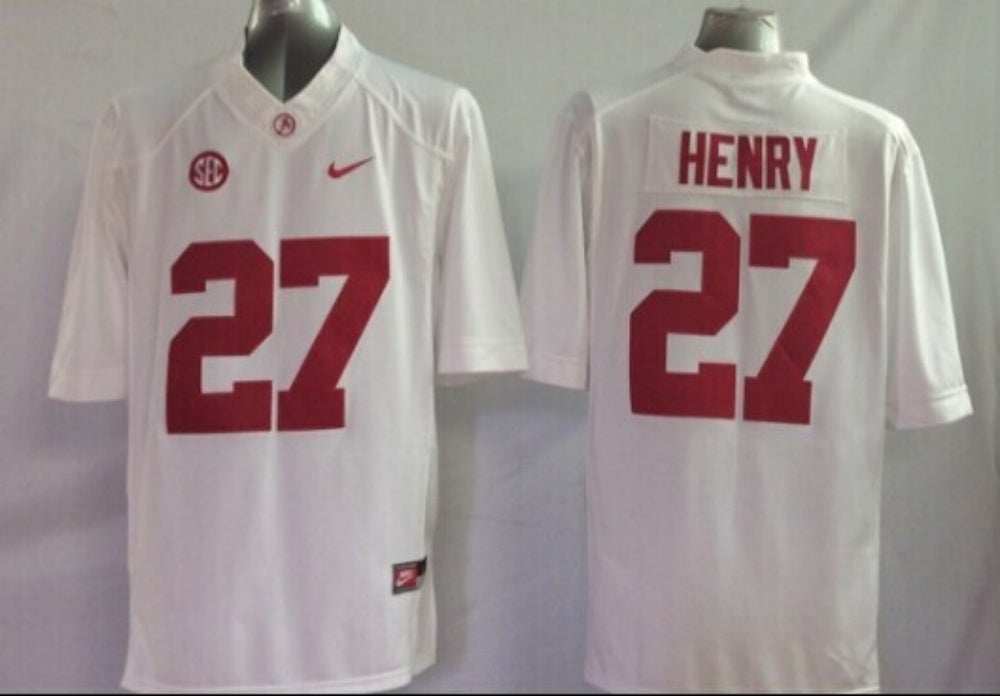 Men's Alabama Crimson Tide Derrick Henry #27 White Player Game Jersey