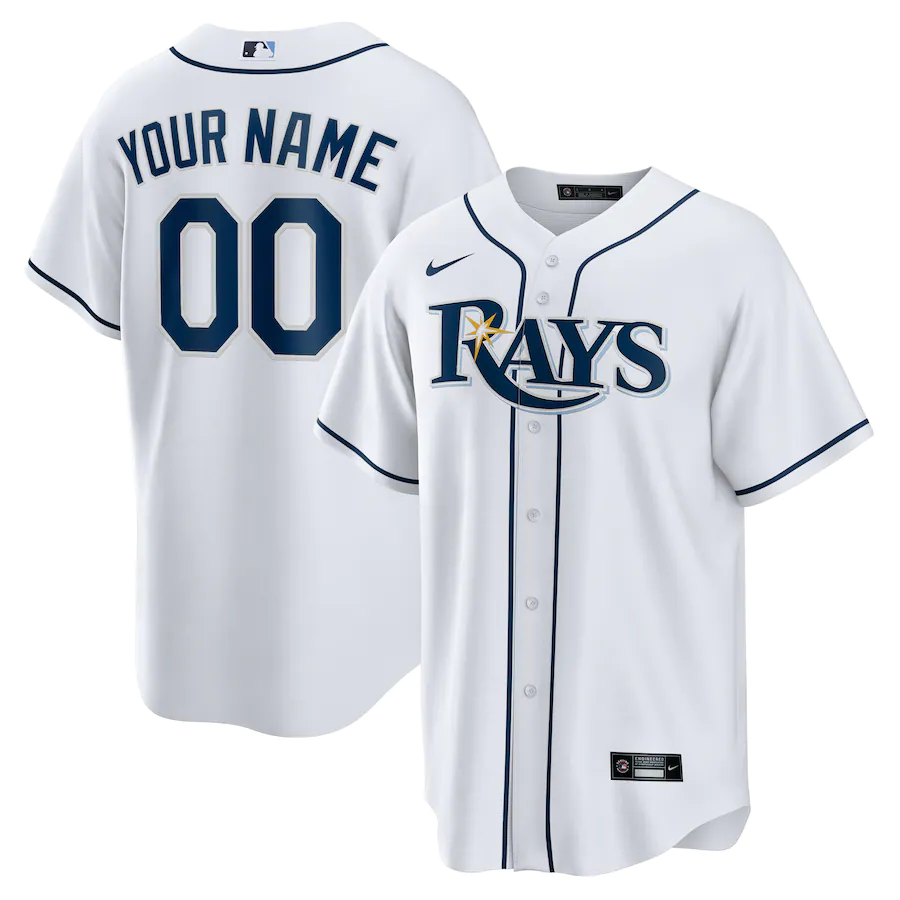 Men's Tampa Bay Rays White Home Replica Custom Jersey1