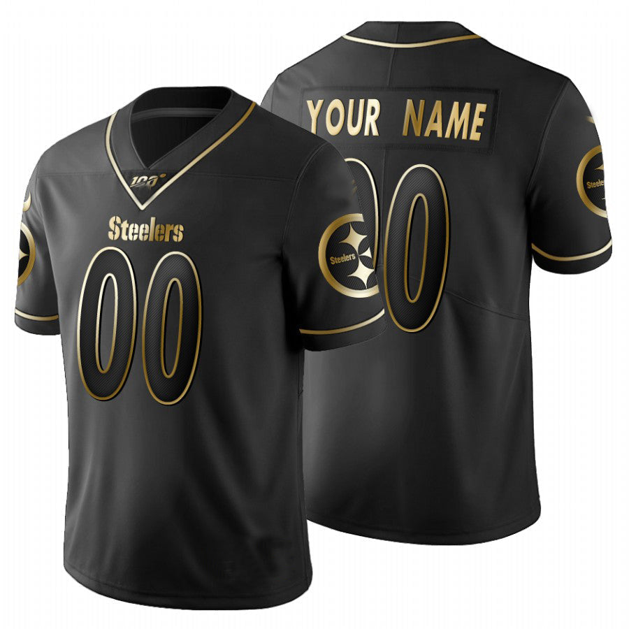 Custom1 Pittsburgh Steelers Black Golden Limited 100 Jersey1 Stitched American Football Jerseys