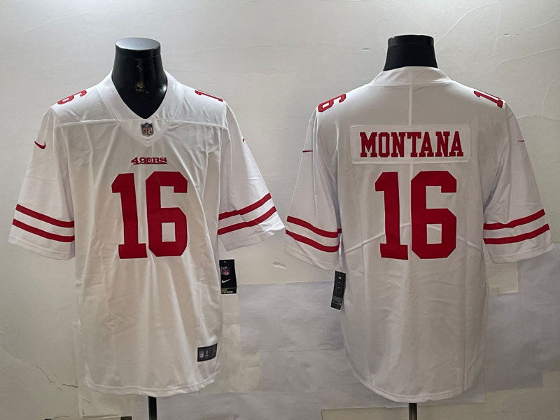 Men's San Francisco 49ers Joe Montana #16 White Game Jersey1