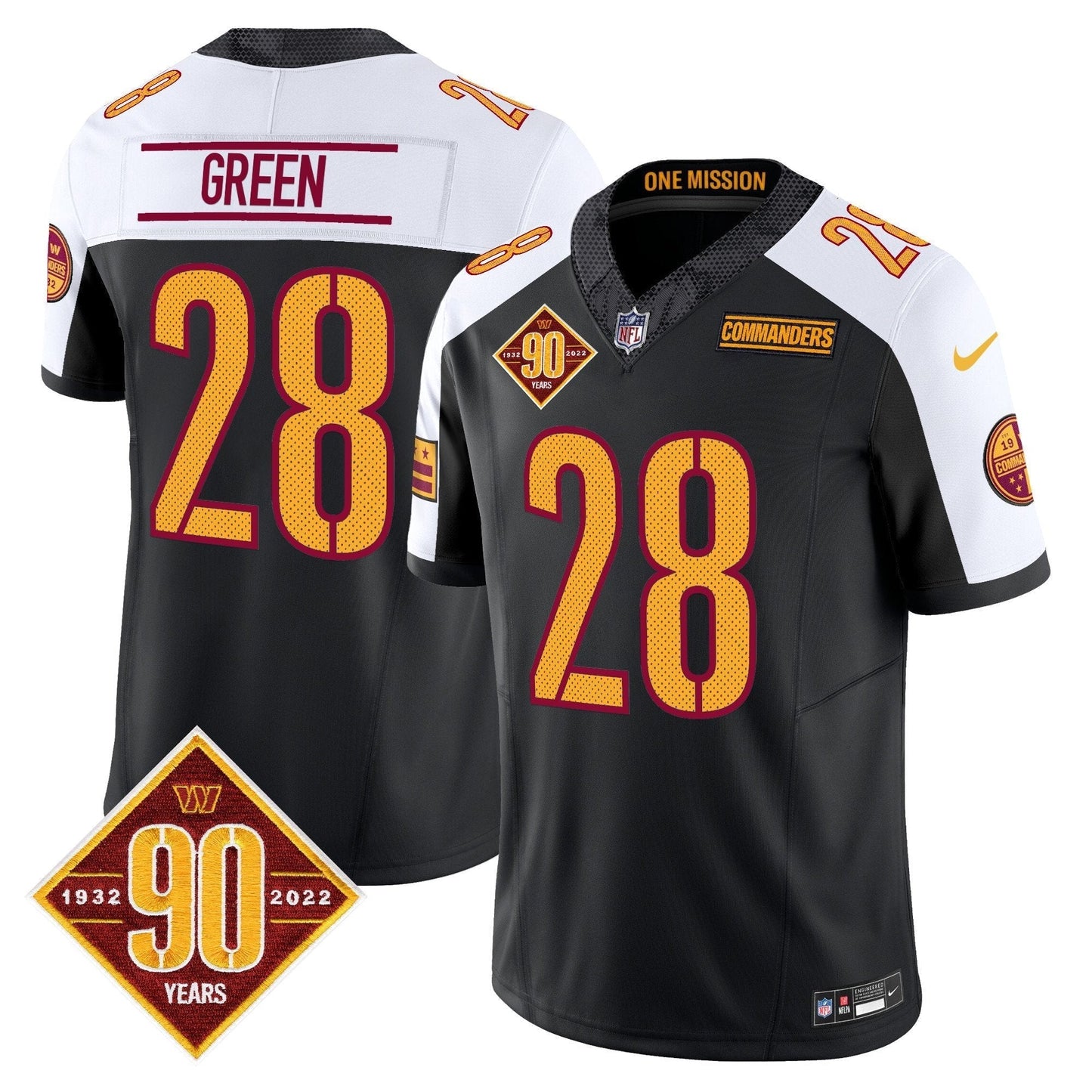 Mens Washington Commanders 90th Anniversary Vapor Limited Jersey V4 All Stitched
