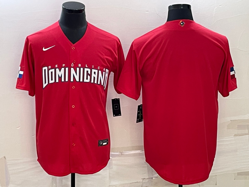 Men's 2023 World Baseball Classic Dominican Republic Red Blank Jersey1