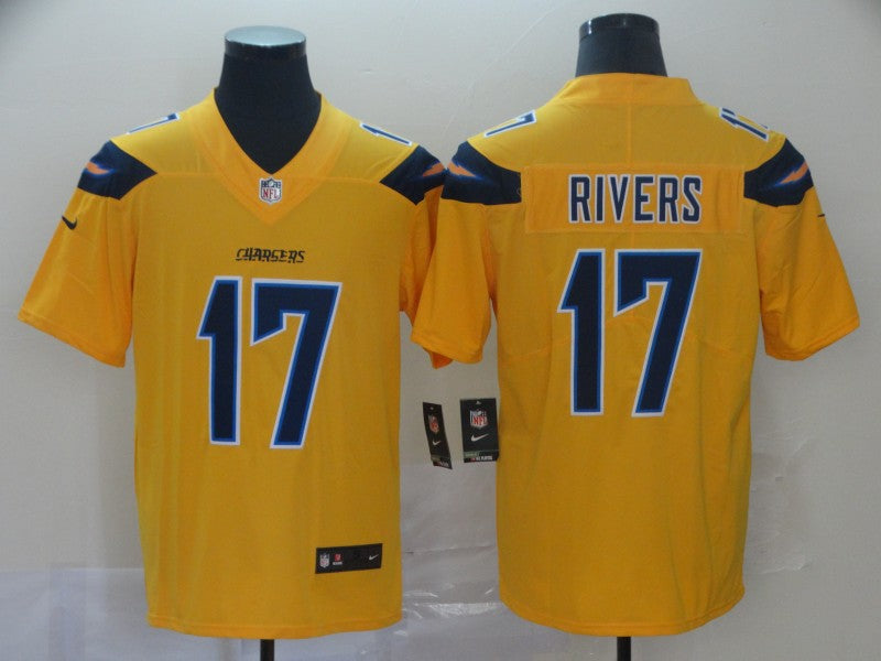 Men's Los Angeles Chargers Philip Rivers #17 Yellow Inverted Legend Jersey1