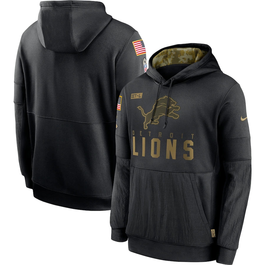 Men's Detroit Lions NFL 2020 Salute to Service Hoodie2 Black
