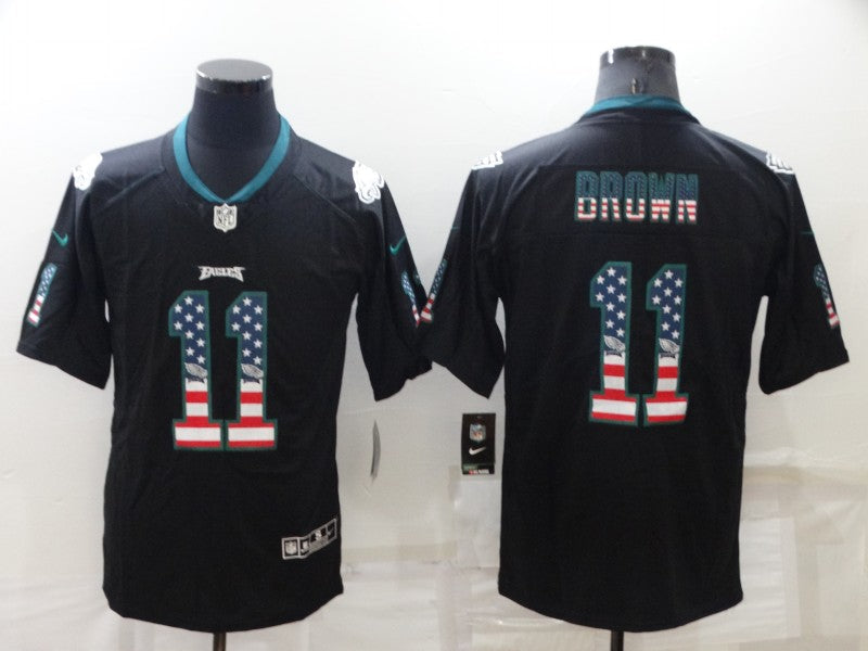 Men's Philadelphia Eagles A.J. Brown #11 Black Authentic Game Jersey1