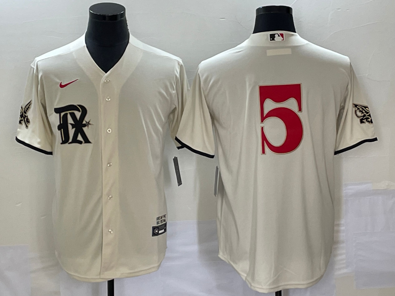 Men's Texas Rangers Corey Seager #5 Cream 2023 City Connect Replica Player Jersey1