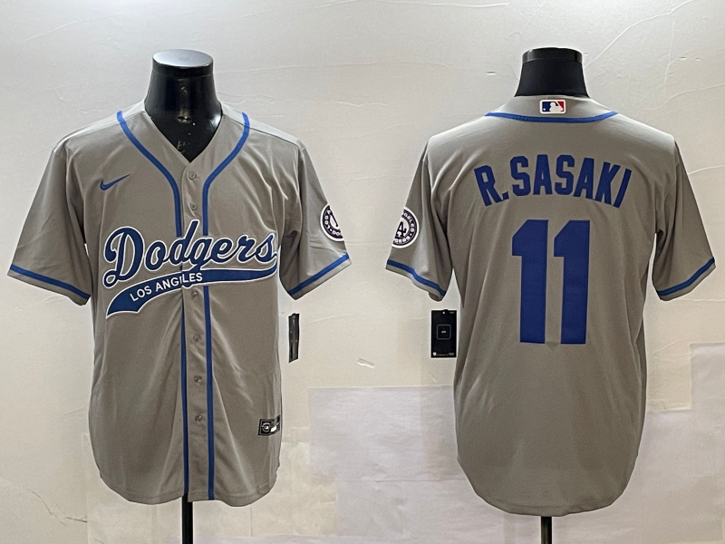 Men's Los Angeles Dodgers Roki Sasaki #11 Gray Player Jersey1
